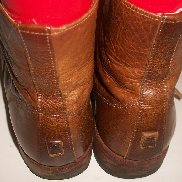 Jim Barnier Eco-Friendly Handmade Brown Leather Boho Chic Lace Up Hobo Boots 7M - Picture 14 of 15